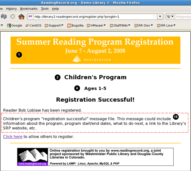 Registration successful page